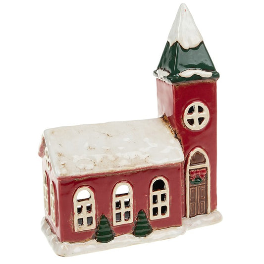 Xmas Church Tealight Holder - Village Pottery